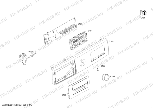 Схема №2 WLK24269IN Serie | 4 с изображением Панель управления для стиралки Bosch 11028255